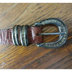 Brown Vintage Leather BELT 28-32 (36" LENGTH) Steel Tip, Western Styling, Alliga